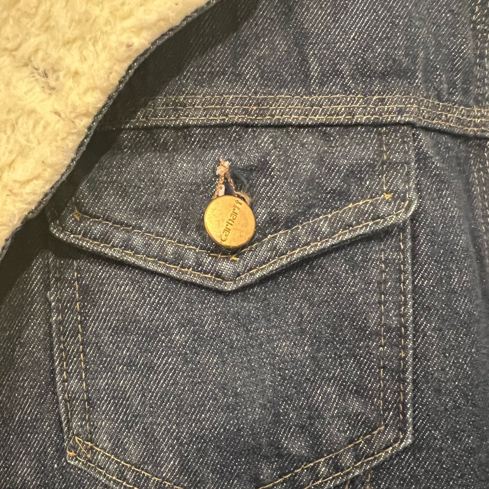 Vintage 70s Carhartt Sherpa Lined Denim Jacket 42 - image 4